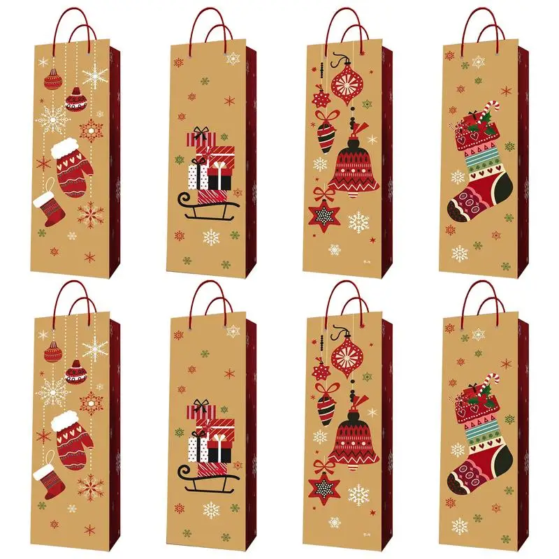 

Рождественские подарочные пакеты для вина, 8 шт., рождественские подарочные пакеты для винных бутылок с ручками, рождественские подарочные ...