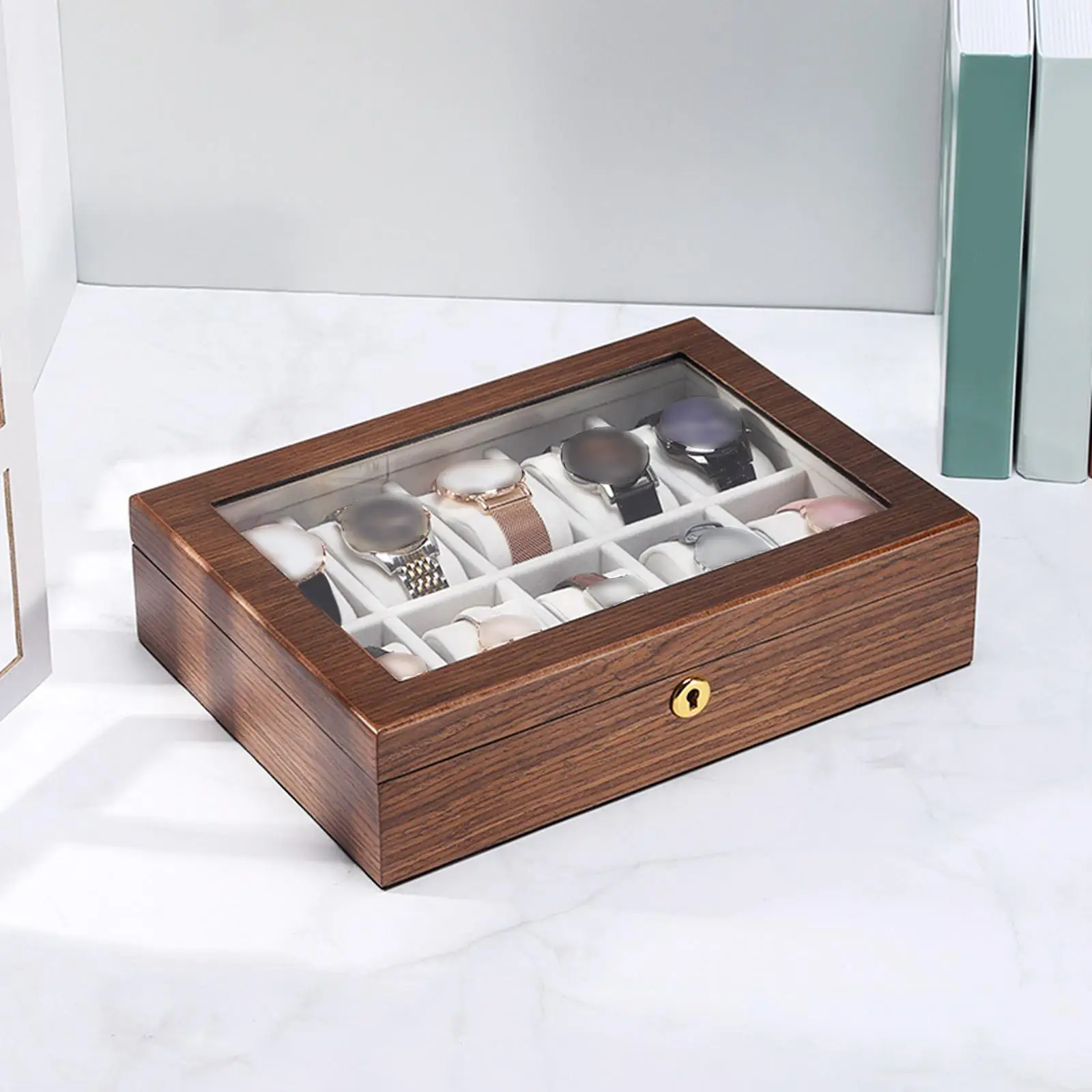 

Retro Wood 10 Slot Watch Box Wrist Watch Storage Case Jewelry Box Exquisite Gift Organizer