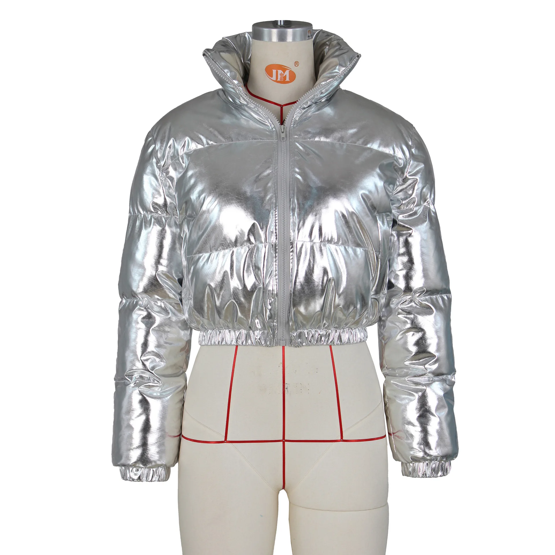 YIKUO Women Solid Coating Stand Collar Long Sleeve Casual Zipper puffer Jacket 2022 Winter Fashion Thick Keep Warm Parkas Coat