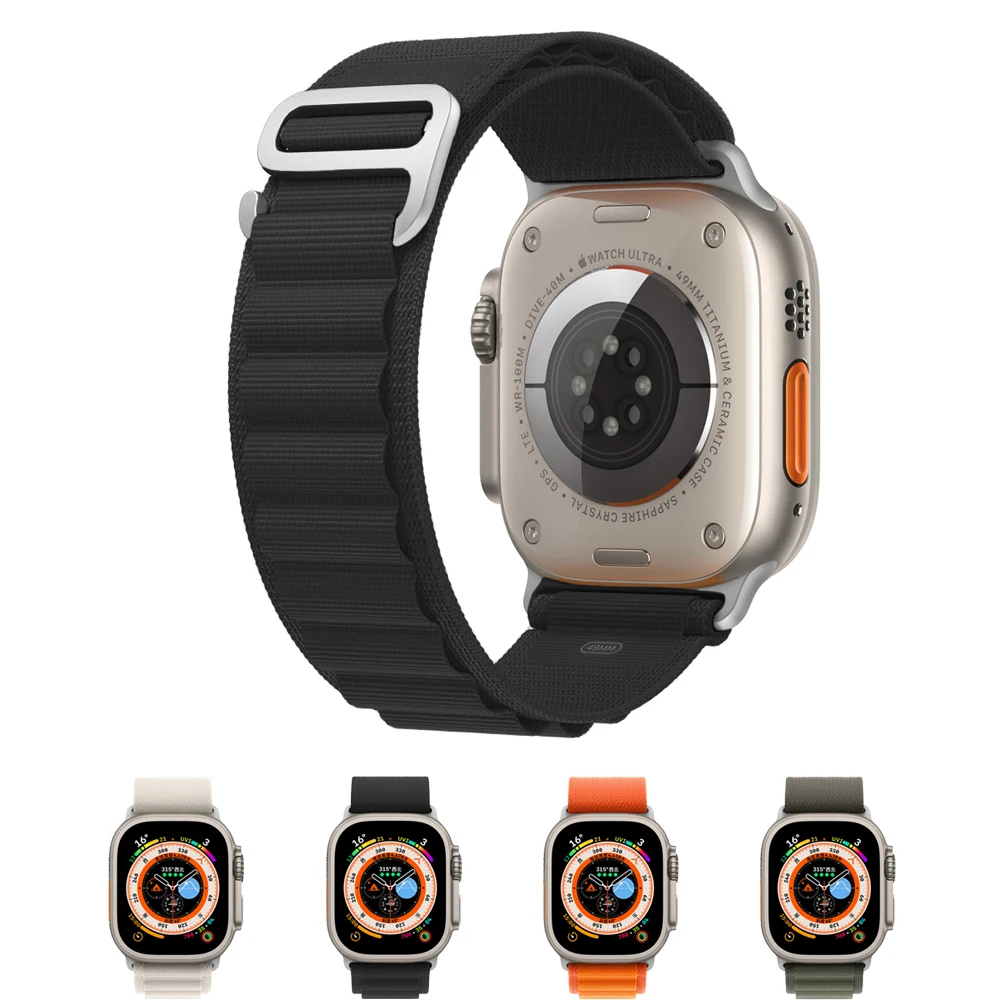 

Ремешок Alpine для apple watch band 45 мм 49 мм 41 мм 44 мм 40 мм, нейлоновый браслет для смарт-часов iwatch Series 3 5 SE 6 7 8 Ultra