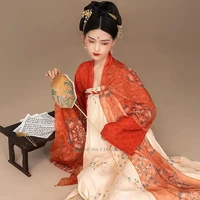 2022 chinese traditional woman hanfu fairy elegant dance costumes chiffon flower print dress han dynasty outfits dance dress