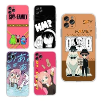 shockproof camera protection phone case for iphone 11 12 13 pro max transparent soft tpu bumper spy x family anime manga cover