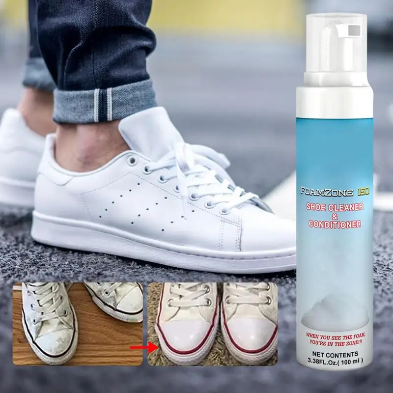 

100ml White Shoes Cleaner Sneaker Whiten Cleaning Stain Dirt Remove Yellow Foam Cleaner Decontamination White Shoes Cleaning