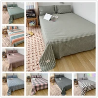 simple stripe lattice bed sheets for single bed cotton soft bedding sheet coverlet bedspread comfortable flat sleeping sheets