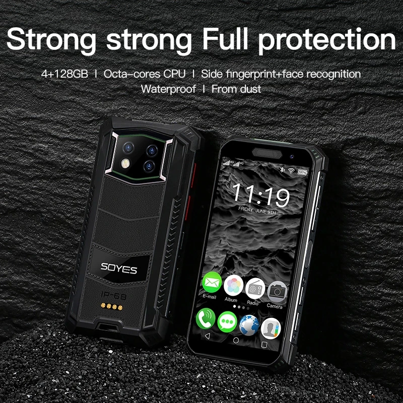 SOYES S10 MAX Mini Rugged Smartphone 4GB RAM 64GB/128GB ROM Octa Core 2400mAh 13MP SOS PTT Waterproof Top Small Mobile Phone