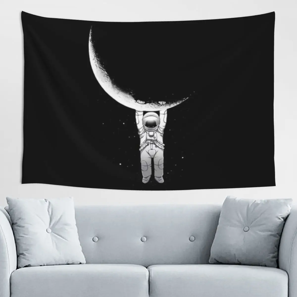 

Moon Astronaut Surroundings Porch Hanging Decorative Blanket Skin-Friendly Decor Portable Tapestry Wall Hanging Minimalistic