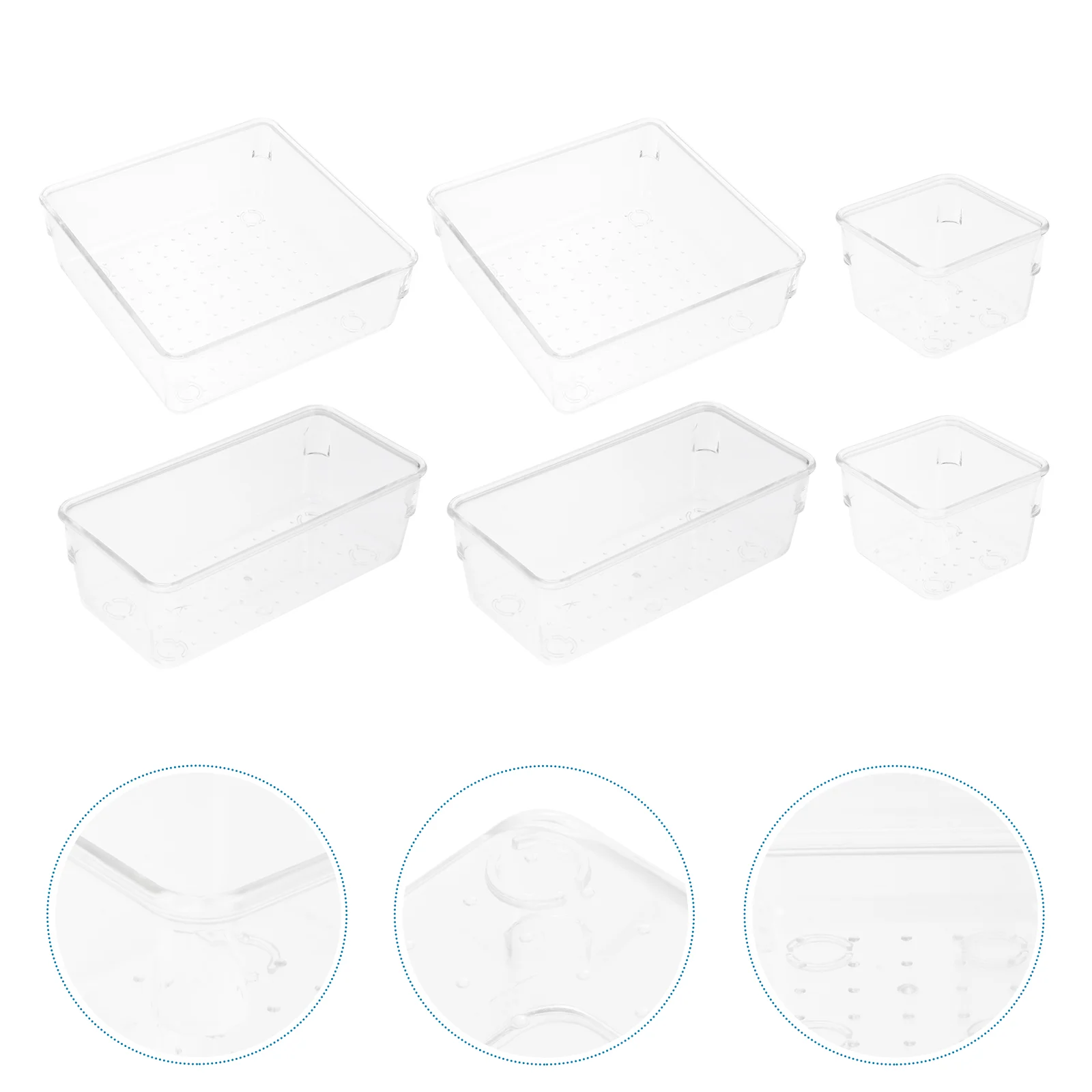 

6pcs Clear Drawer Organizers Set Vanity Drawer Organizers Storage Bins