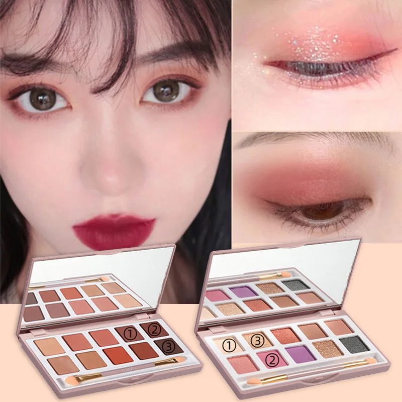 

Cezl 10 Color Glitter Eye Shadow Disc Powder Blusher Highlights Palette Pink Magical Eyeshadows Professional Makeup Palettes
