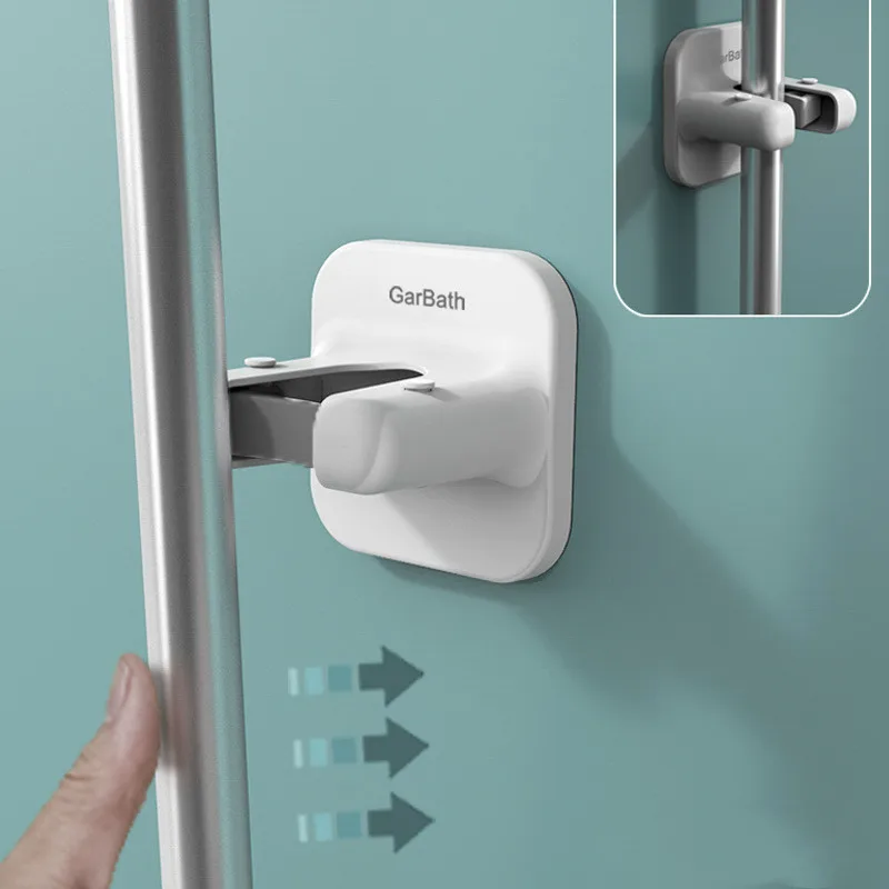 Wall Mounted Mop Broom Holder Adhesive Multi-Purpose Hooks B