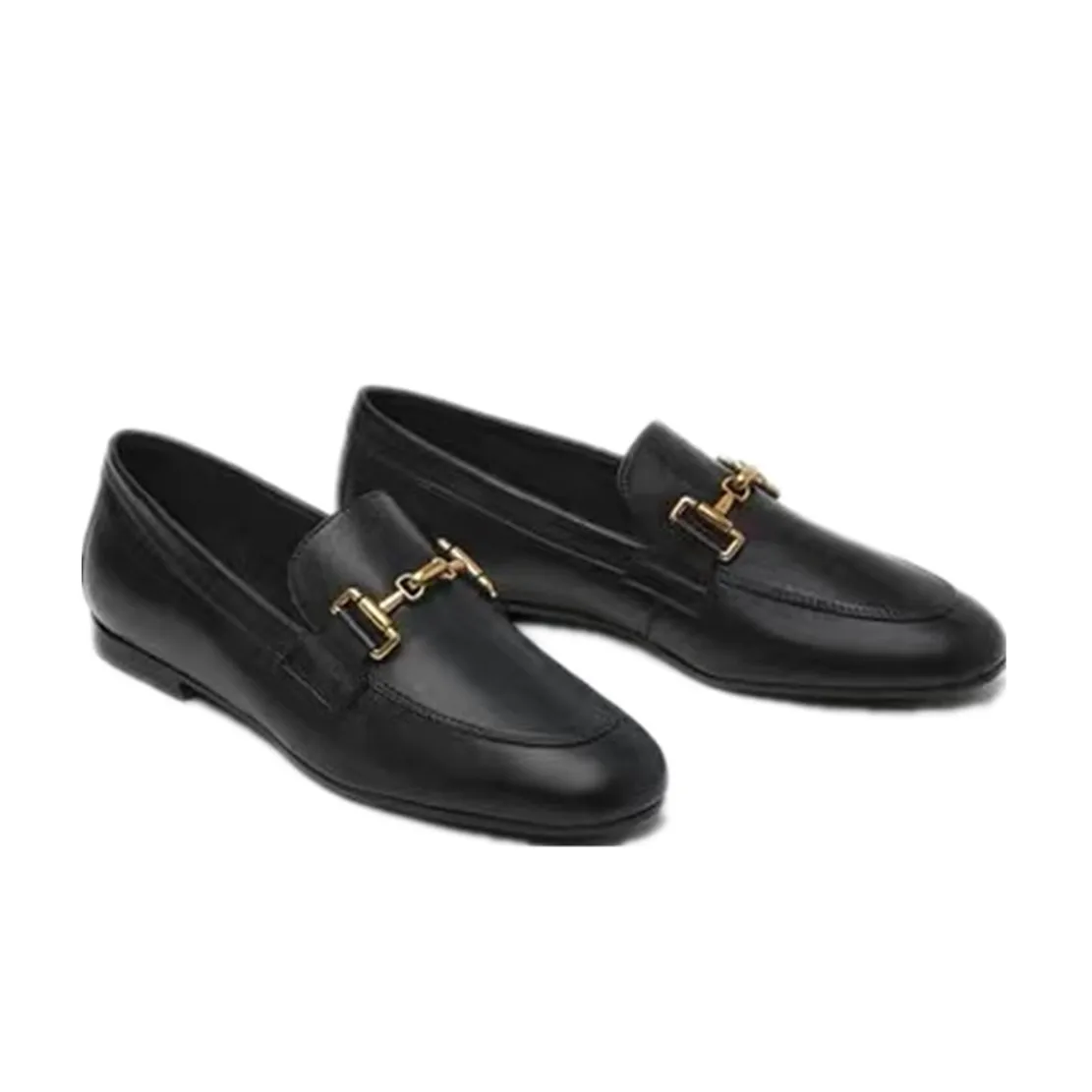 Jenny&Dave  Shoes Woman England Style Fashion Gold Buckle Sheep Comfortable Slip-On Loafers Women Flat