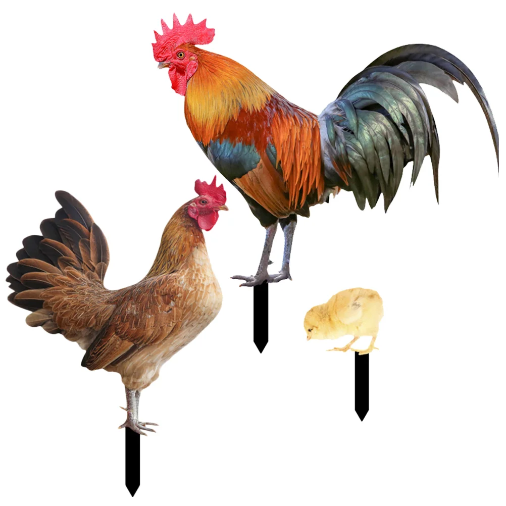 

1 Set of Acrylic Hen Chick Yard Decorative Chicken Shaped Yard Stake Lawn Rooster Stakes