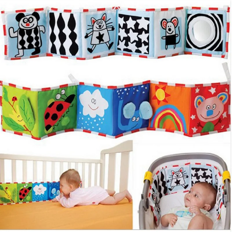 

New Baby Toys Crib Bumper Newbron Cloth Book Infant Rattles Knowledge Around Multi-Touch Colorful Bed Bumper Baby Toys