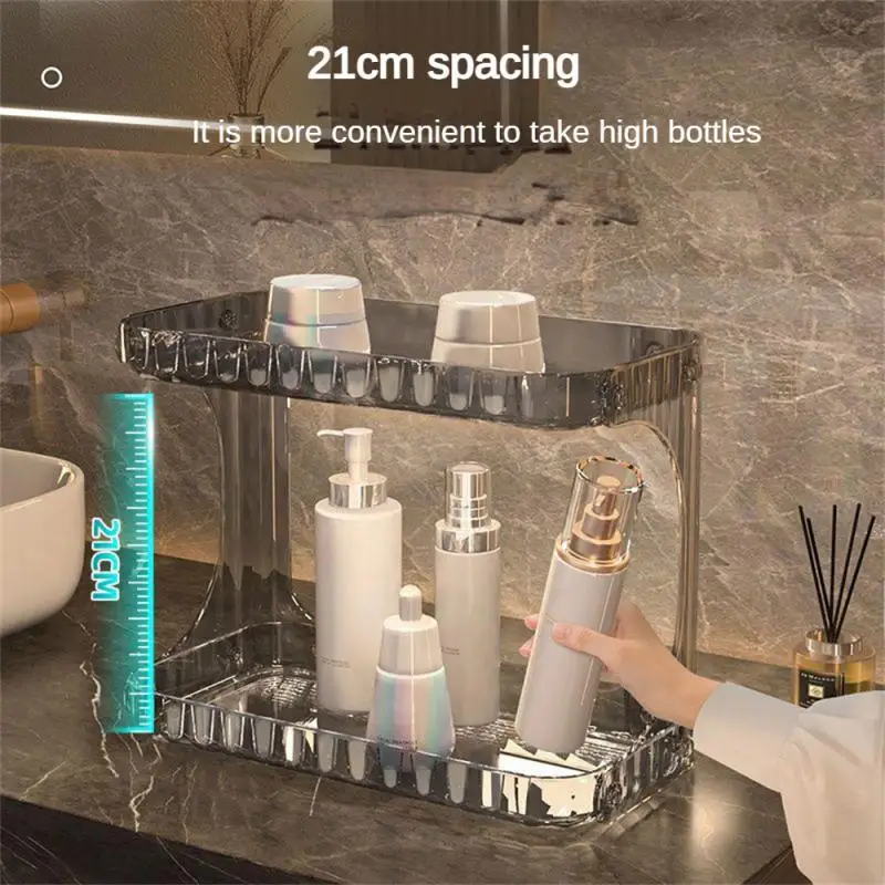 

2 Layer Storage Rack Makeup Organizer Bathroom Shelves Acrylic Makeup Container Desktop Sundries Storage Box Bathroom Accessorie