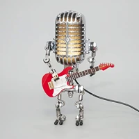 microphone ornament vintage microphone robot guitar figurines interior desktop lamp usb charging home decoration