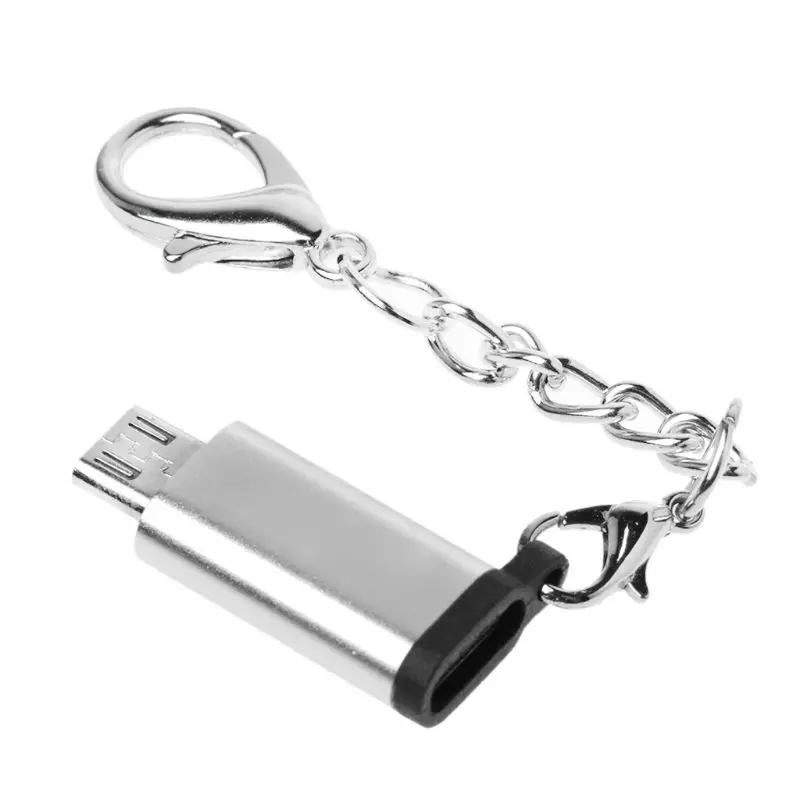 

Type C Female to Micro USB Male Adapter Converter Connector With Chain for samsung Android Smart phones Tablet