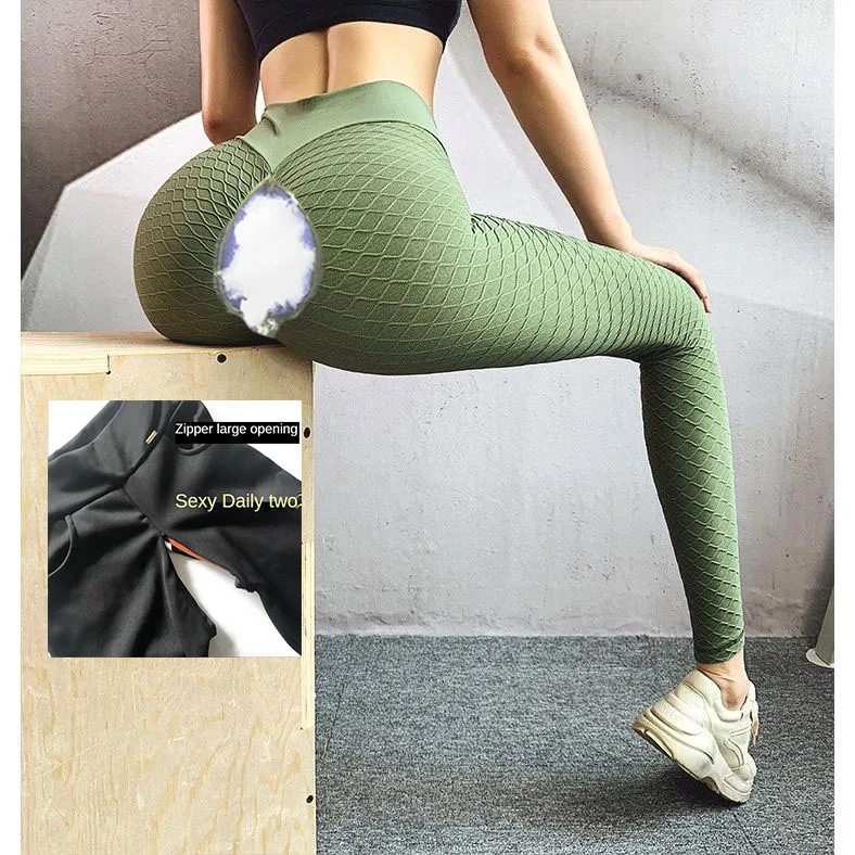 

Low Waist Belly Contracting Sexy Invisible Open-Seat Pants Outdoor Sex Convenient Trousers Yoga Leggings Fitness Women Clothing