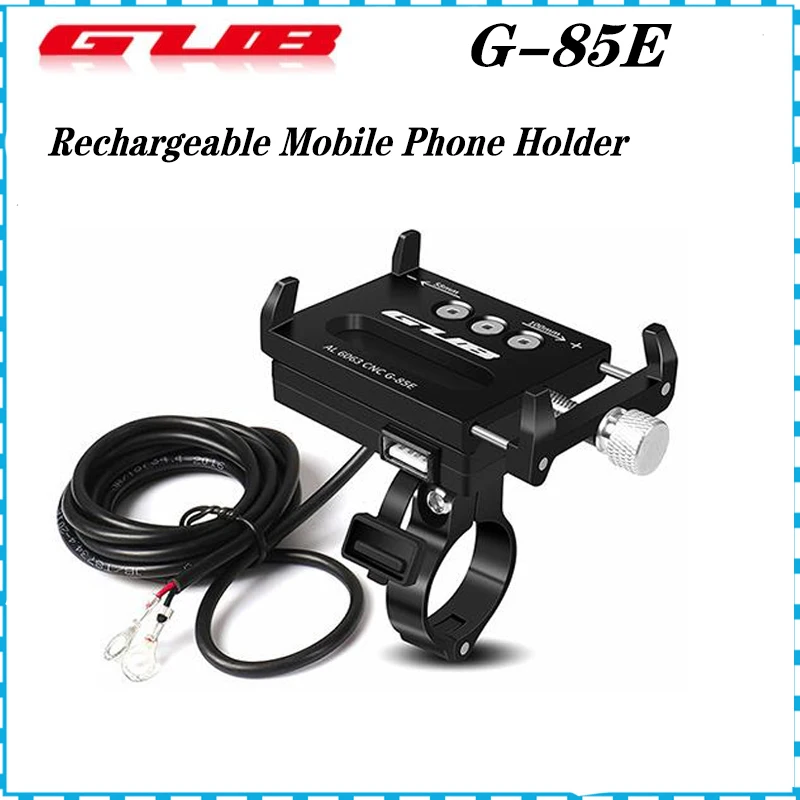 

GUB G85E Bicycle Mobile Phone Holder with USB Charging Socket 22.2/25.4/31.8mm Motorcycle Handlebar Mount Cellphone Clip Stand