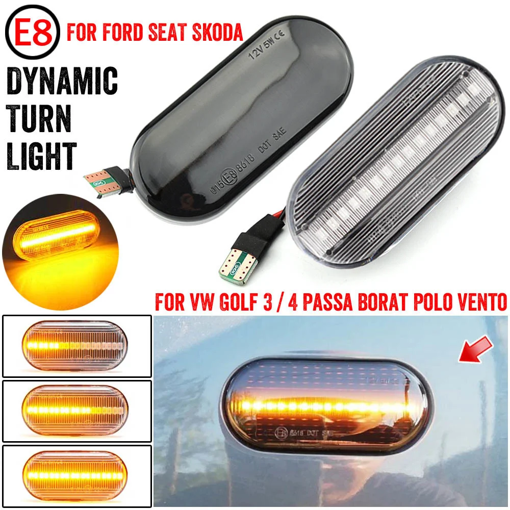 

Dynamic Flowing LED Side Marker Turn Signal Light For VW Transporter T5 Polo Golf 3 4 Passat B5 Sharan Lupo Bora Multivan