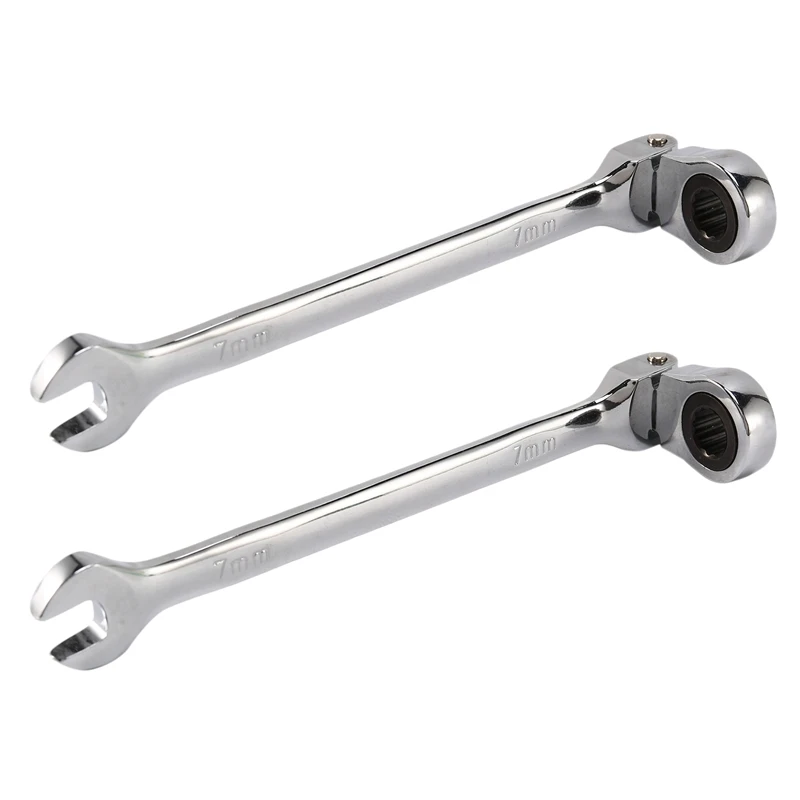 

2X 7Mm Flexible Head Ratchet Action Wrench Spanner Nut Tool
