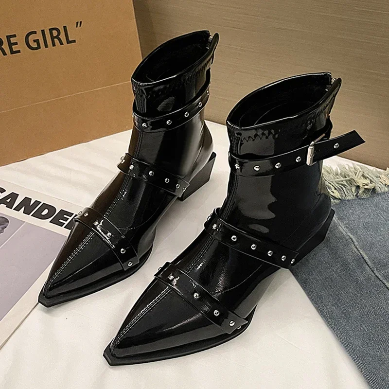 Сексуальные женские ботильоны с острым носком кожаная обувь на высоком каблуке