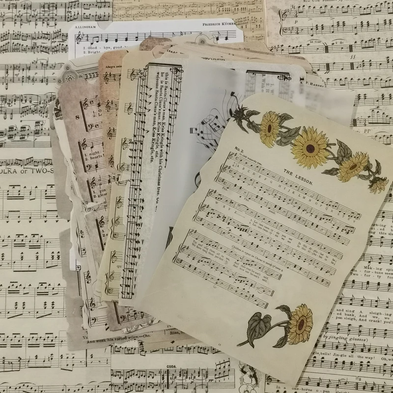 

26Pcs Music score Collection Material Paper Junk Journal Planner Scrapbooking Vintage Decorative DIY Craft Background Paper