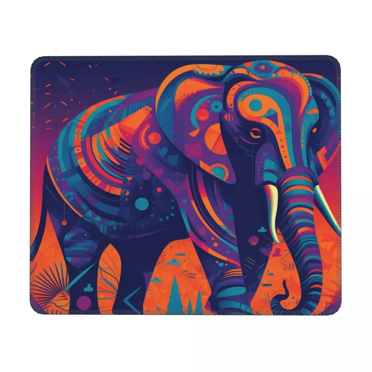 

Elephant Horizontal Print Mouse Pad Colorful Illustration Fantasy Rubber Mousepad Anti-Slip Soft Desktop Mouse Pads