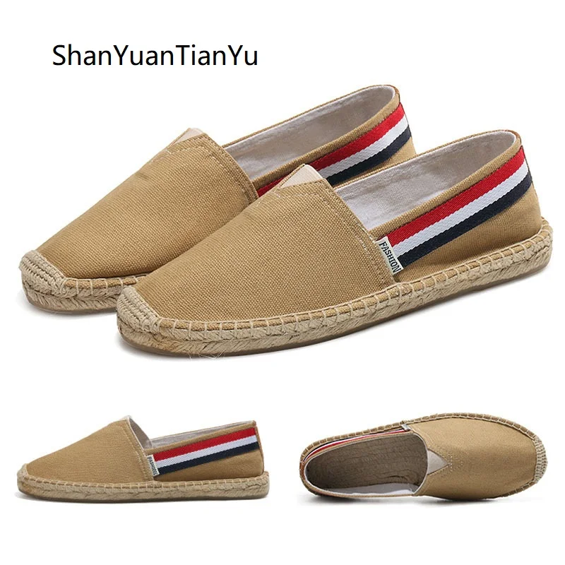 

Men Canvas Shoes Espadrilles Summer Breathable Fashion Casual Flat Loafers driving lazy Comfortable Fisherman Linen Shoes