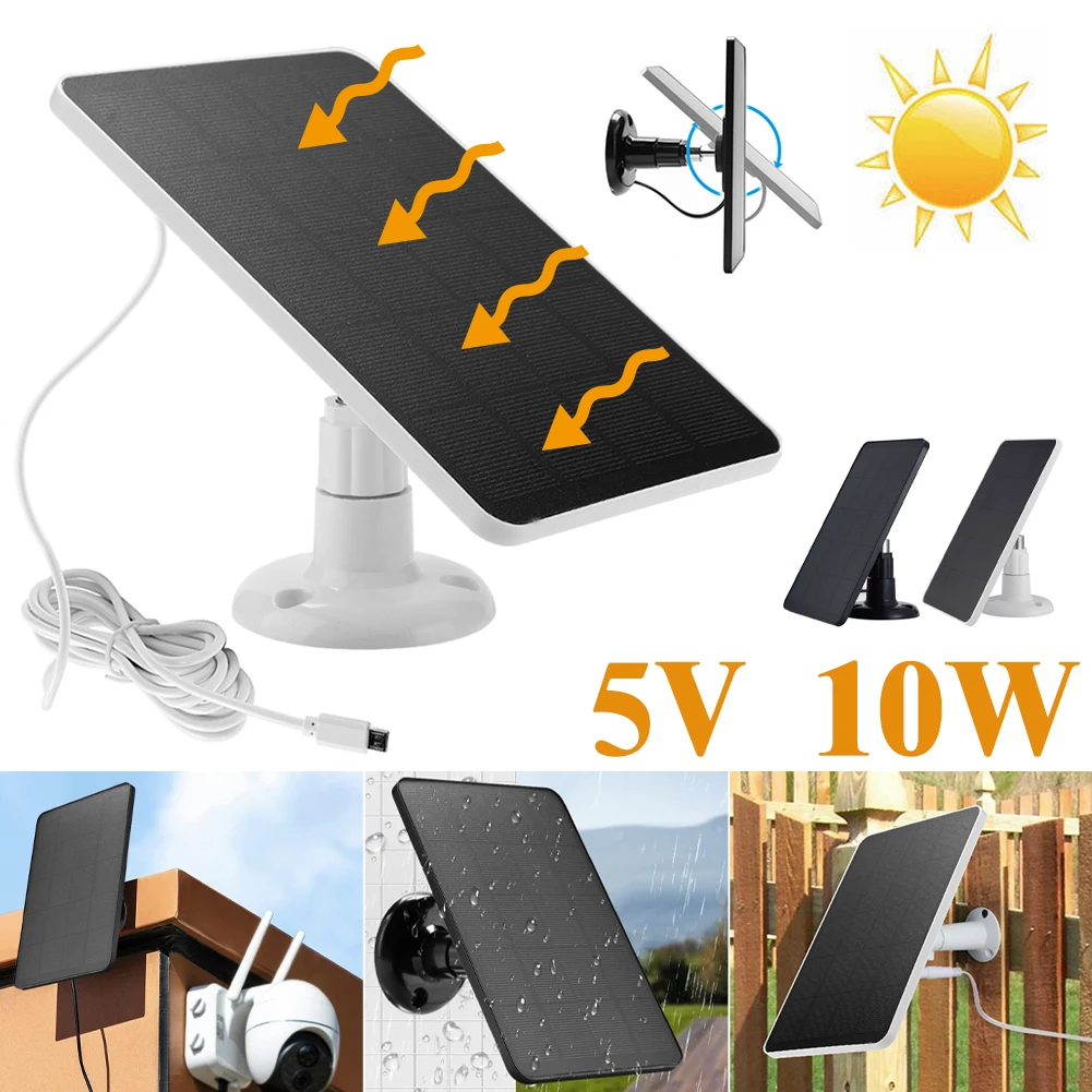 Купи 1Pc 5V 10W Solar Panel Micro Charger Monocrystalline Solar Charger Waterproof Security Surveillance Camera Monitor Power Bank за 1,019 рублей в магазине AliExpress