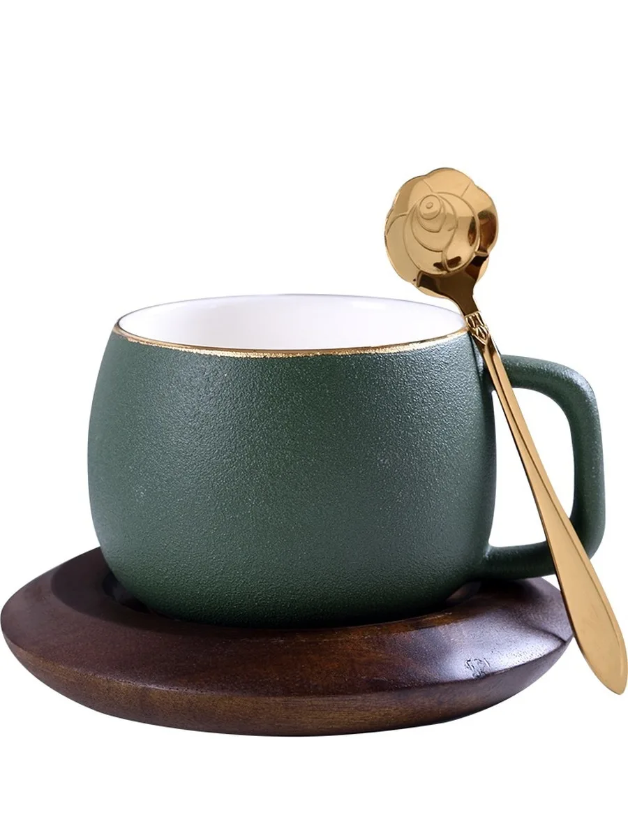 

Creative European Ceramic Cup Coffee Cup Saucer Tea Coffee Cup Set Tea Saucer Wooden Saucer Mini Cup Tea Small Cups Sets HH50BD