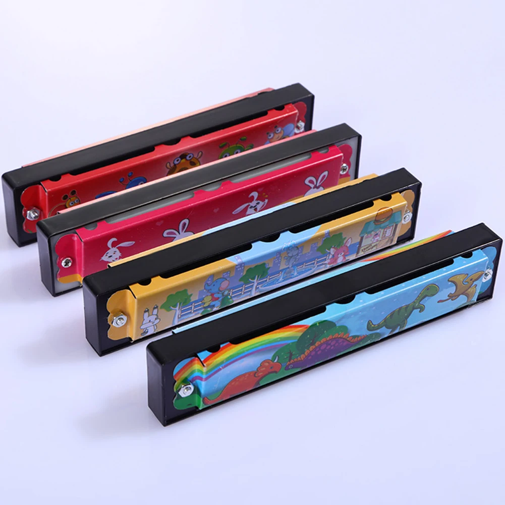 

Металлическая гармоника, музыкальные инструменты 13x2,5x2,1 см, красочный милый узор, отличный подарок для детей, случайный цвет