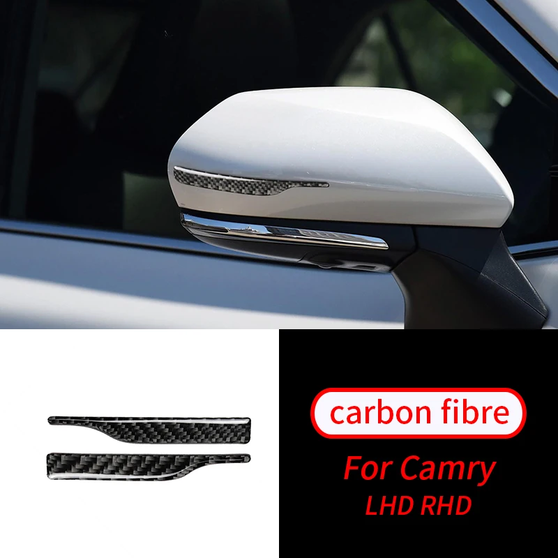 

For Toyota Camry 2018-2019 2Pcs Real Carbon Fiber Side Wing Mirror Rear-view Mirror Trim Cover Car Interior Accessories