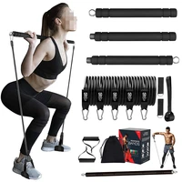 250lbs resistance bands set with workout bar exercise band fitness stick home gym bodybuilding pilates bar kit fitness equipment