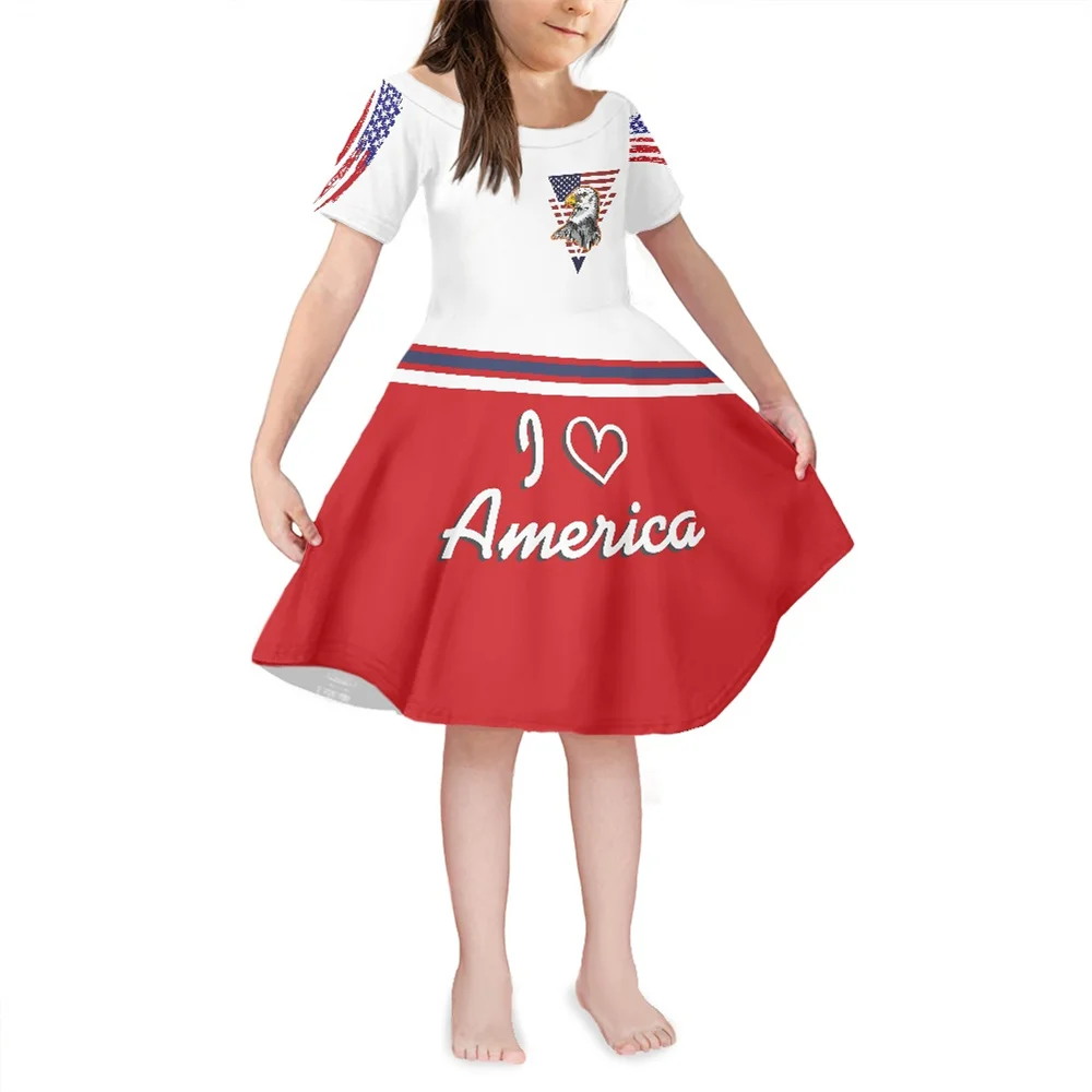 

Платья для девочек 4-14 лет с надписью «I Love America» и флагом США