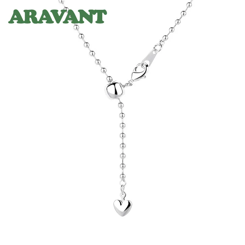 Серебряное колье ARAVANT 925 пробы с позолотой 18K, 2.4 мм, минималистичное, регулируемое, с бусинами и подвеской в виде сердца, для женщин, модные украшения. (art.: 3920dba12e25a) - 3920dba12e25a