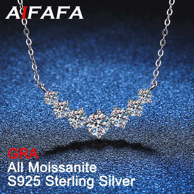 

AIFAFA Real 1.7 Carat All Moissanite Pendant Necklace For Women 100% 925 Silver Diamond Neck Chain Fine Jewelry Lady Girlfriend