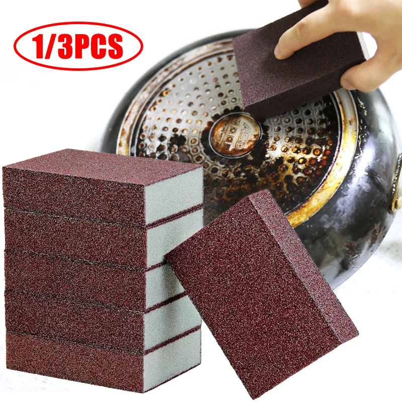 

3PCS Emery Sponge Eraser Pot Pan Removing Rust Cleaning Brush Descaling Clean Rub Kitchen Cooktop Sponges Dish Washing Tools