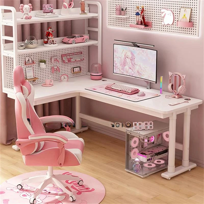 Угловой настольный компьютерный стол книжная полка интегрированная офисная