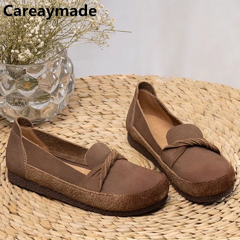 

Женские туфли Careaymade из натуральной кожи в британском стиле, ретро, обувь на плоской подошве, удобная обувь для вождения