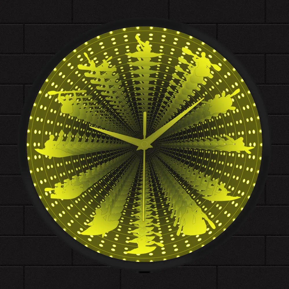 

Рафтинг, водный спорт, каякинговый туннель с зеркальным эффектом, настенные часы, кайкеры, плеер, Декор для дома, зеркальные часы