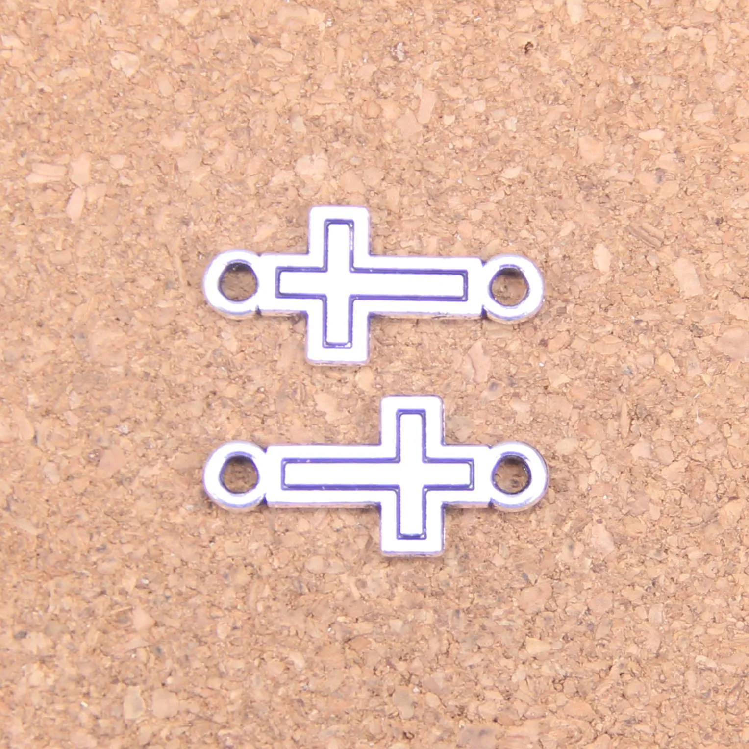

120pcs Charms For Jewelry Making Double ring cross 22x11mm Antique Silver Plated Pendants DIY Handmake Tibetan Silver Bracelet