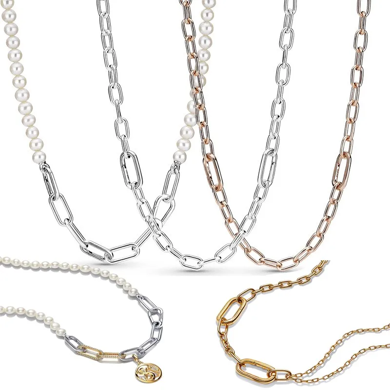 

PA DOR New Pearl Bracelet Silver Jewelry Necklace Pearl Fit Original Me Charm For Women Diy Commemorate Jewelry Gift