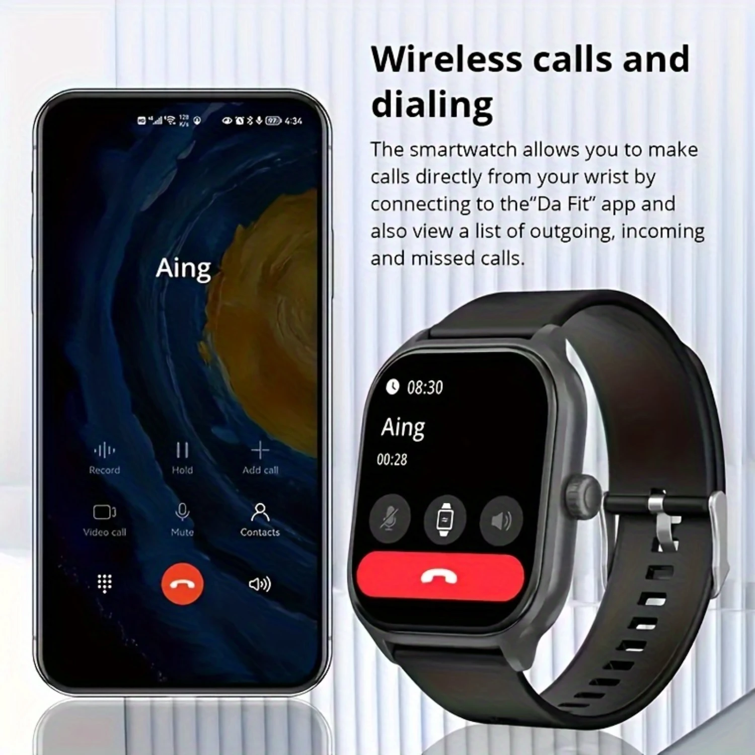 Мужские умные часы HD-экран 5 11 см с беспроводным вызовом голосовой помощностью