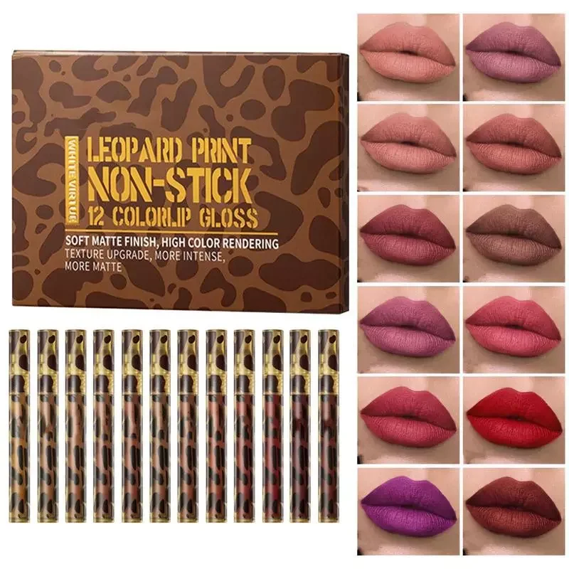 

NEW2023 12 Colors Velvet Lip Gloss Lip Tints Waterproof Long-lasting Moisture Red Lip Matte Lipstick Make-up For Women