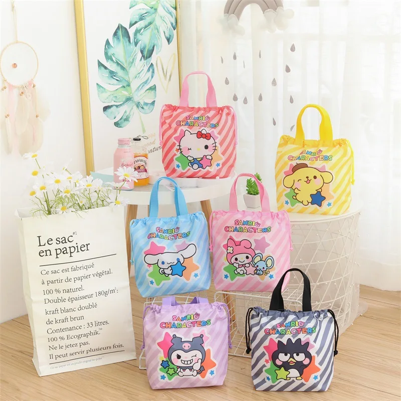 

Sanrio Cartoon Storage Bag Hello Kitty Anime My Melody Girl Cute Hand Drawstring Drawstring Pocket Kawaii Storage Tote Bag Gifts