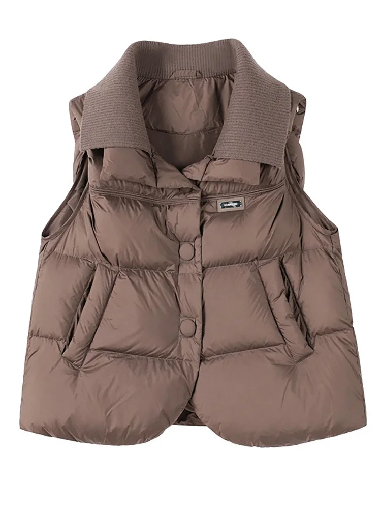 Maillard Sle down Cotton-padded Vest Women Autumn and Winter New Warm Lapel Outerwear Sleeveless Waistcoat Cardigan Top