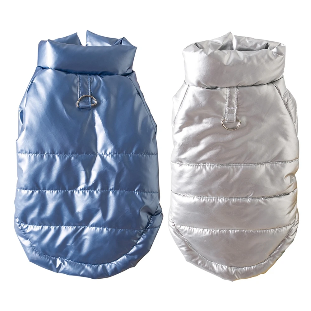 

Удобное для прогулок теплая простая однотонная зимняя куртка для маленьких собак дизайн с D-образным кольцом удобное