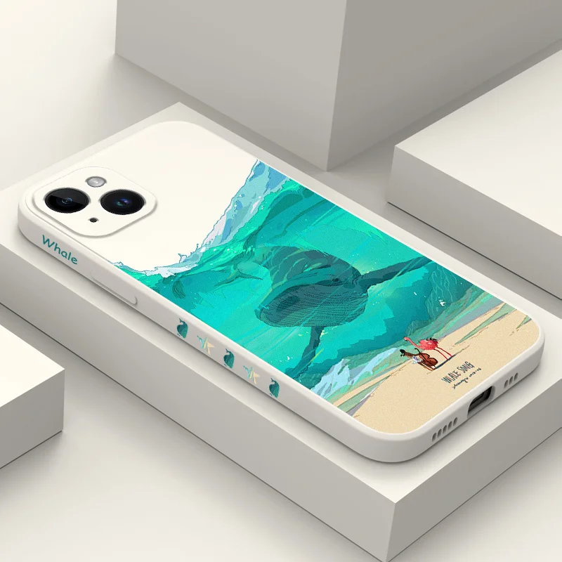 Submarine Whale Phone Case For iPhone 16 15 14 13 12 11 X XR XS Plus Pro Max Mini Silicone Cover