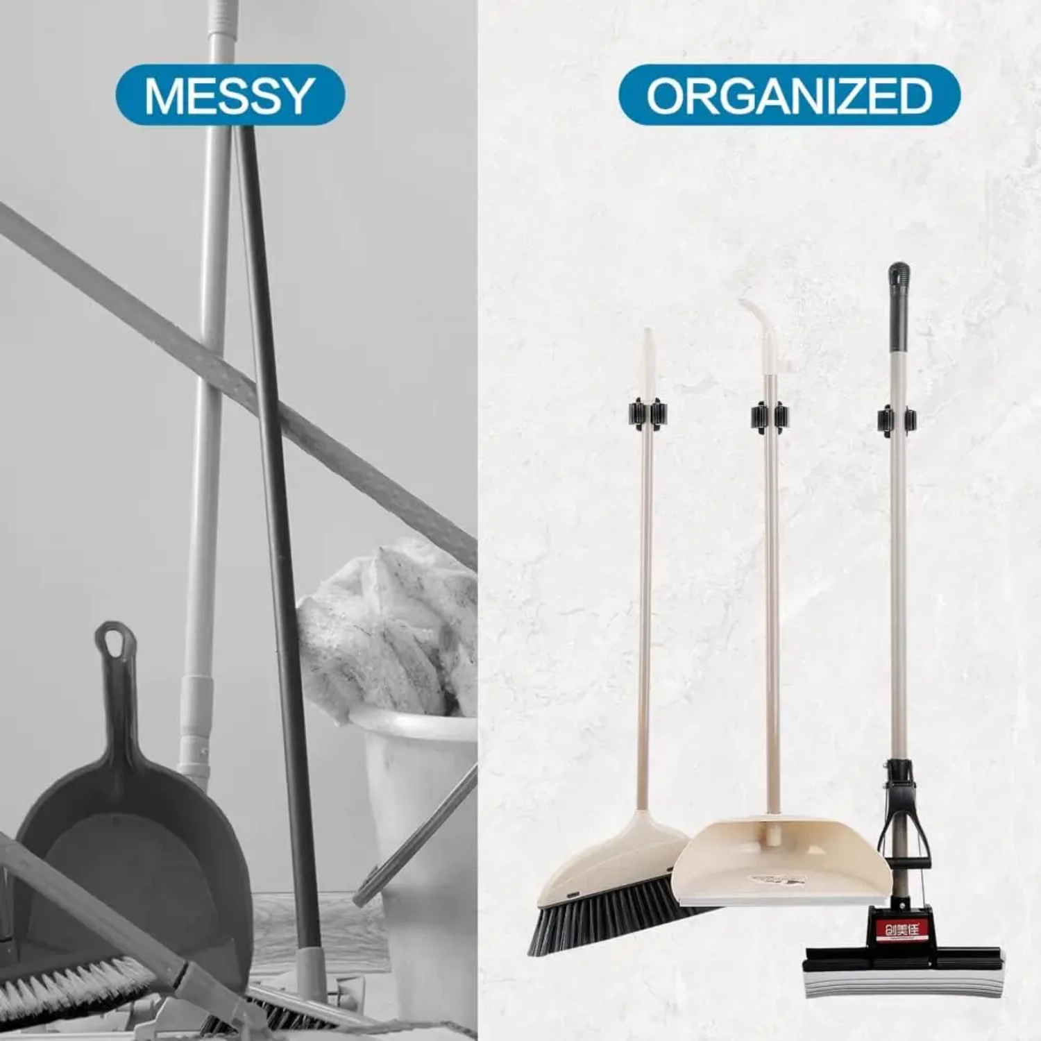 4 шт. прочный настенный держатель для метлы с винтами - компактный органайзер