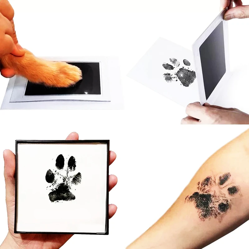 

1PC Super Large Pet Dog Cat Baby Handprint or Footprint Contactless Stamp Pad 100% Non-toxic and Mess-free (12 color ink pads)