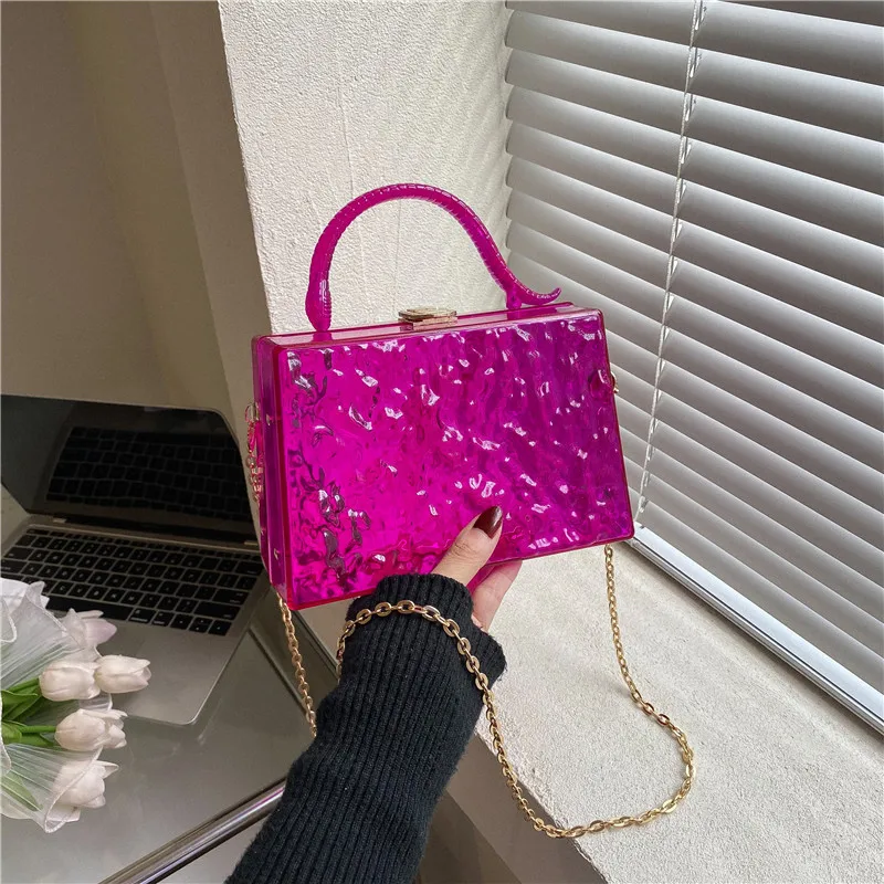 Transparent Acrylic Evening Clutch Hand Bag Fashion Lady Crossbody Shoulder Bags Women Metal Lock Purses And Handbags Box Bag
